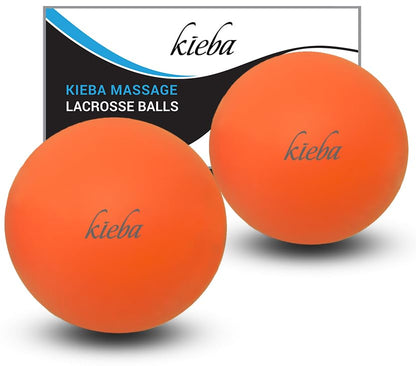 Massage Lacrosse Balls for Myofascial Release, Trigger Point Therapy, Muscle Knots, and Yoga Therapy. Set of 2 Firm Balls (Blue and Red)