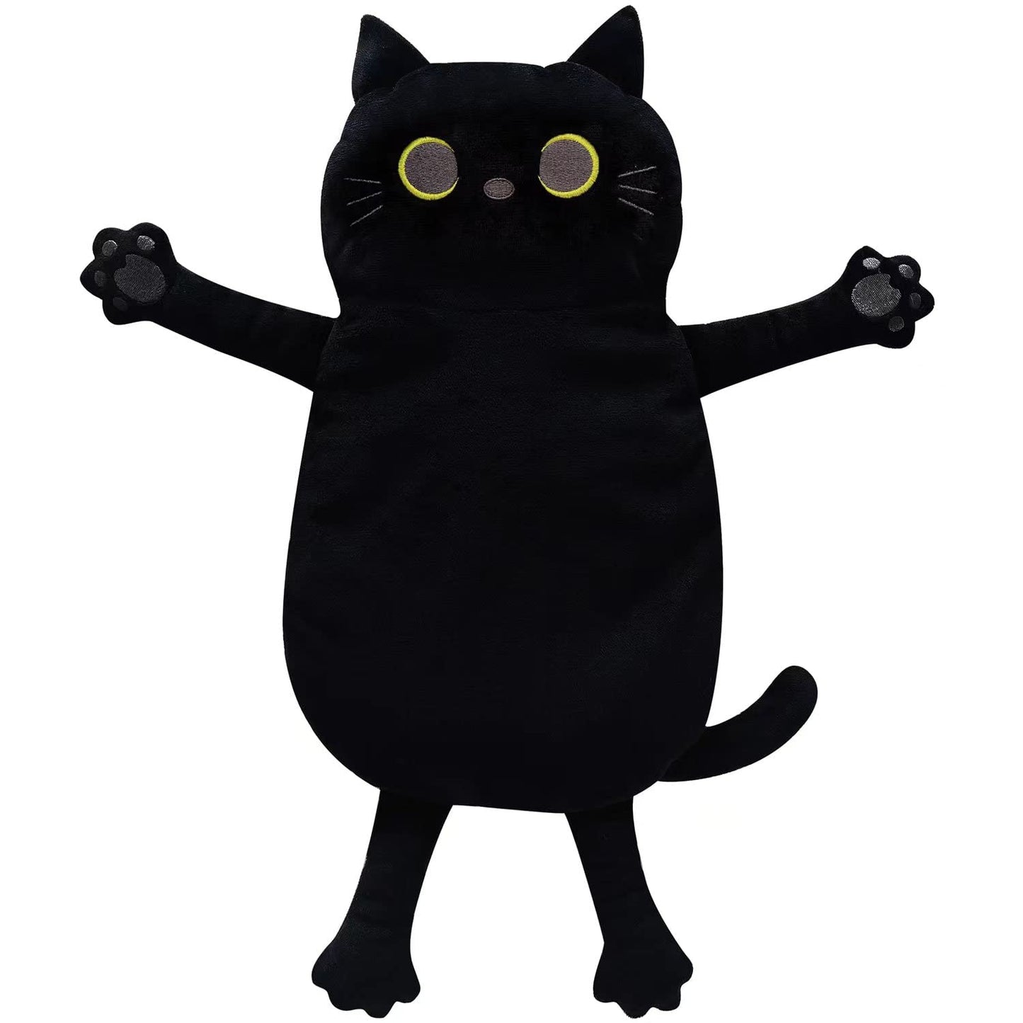 Large Microwave Heating Pad with Washable Cover 21 * 12" Microwavable Heating Pads for Cramps, Back, Neck Shoulder Pain Relief, Cordless Weighted Moist Heat Pack, Black Cat