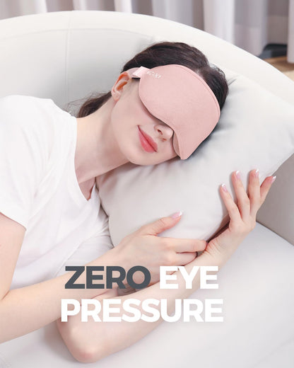 MZOO Luxury Sleep Eye Mask for Side Sleeper Men Women, Zero Eye Pressure 3D Sleeping Mask, Light Blocking Patented Design Night Blindfold, Soft Eye Shade Cover for Travel, Black