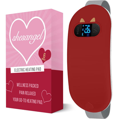 Portable Heating Pad for Period Cramps: Cordless Menstrual Heating Pad with 6 Heat Levels and 6 Massage Modes, 3s Fast Heating Gift for Women and Girl(Pink)