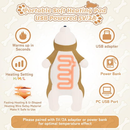 Electric Heating Pad for Period Cramps, Cuddly Soft 14" Capybara Plush with a Hot Soft Belly USB Powered, Menstrual Heating Pad Neck Shoulder Pain Relief, Gift for Women Daughter Wife