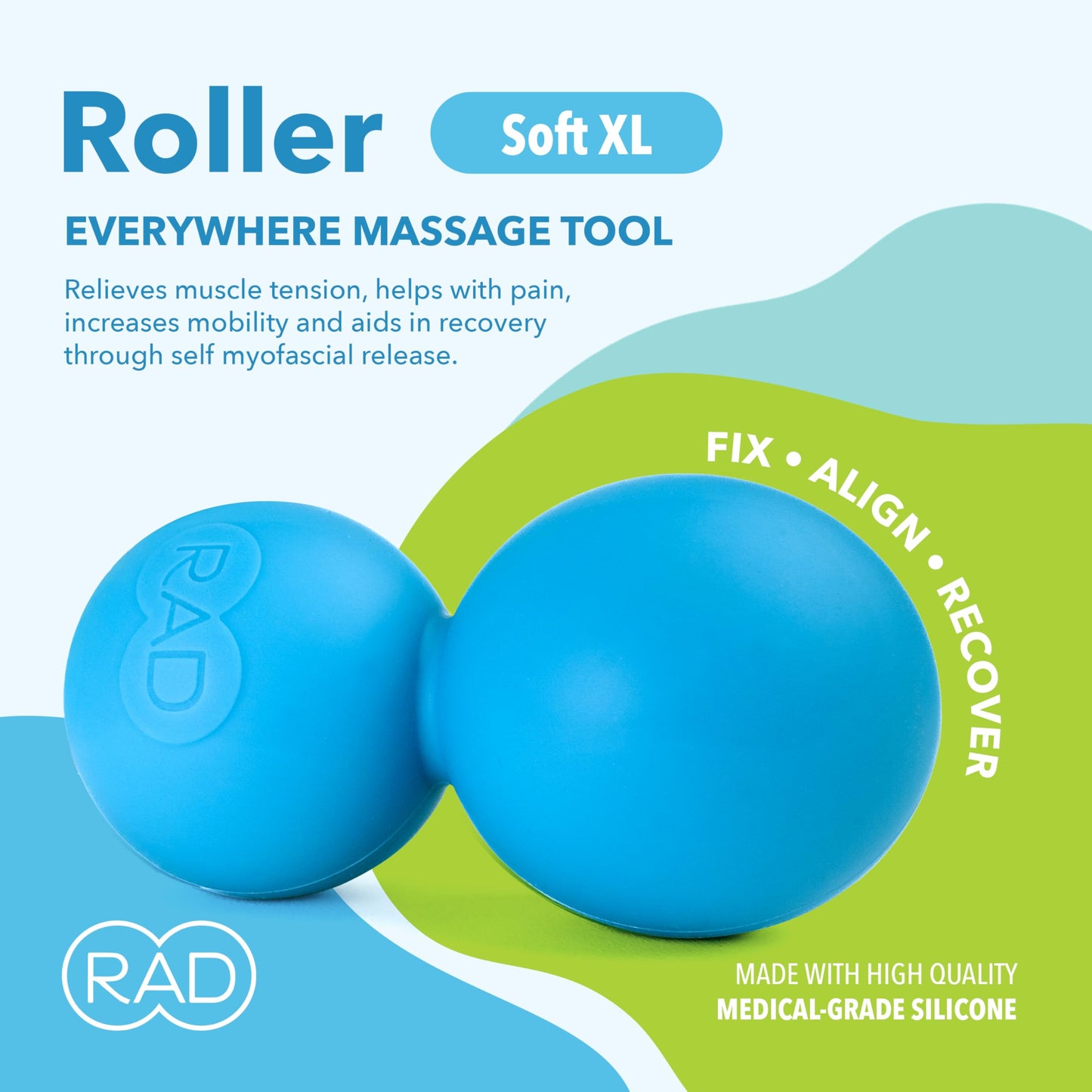 RAD Original Peanut Massage Ball – Medium Density Yoga Deep Tissue Roller Ball – Myofascial Release for Back, Neck, Feet, Psoas & Spine – Suboccipital & Thoracic Trigger Point Therapy
