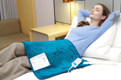 Ruqiji 17''x33'' XXXL King Size Heating Pad with 120 Minutes Auto Shut Off&6 Temperature Settings, Flannel Electric Heating Pad/Pain Relief for Back/Neck/Shoulders/Menstrual Pain/Leg Cramp (Dark Blue)