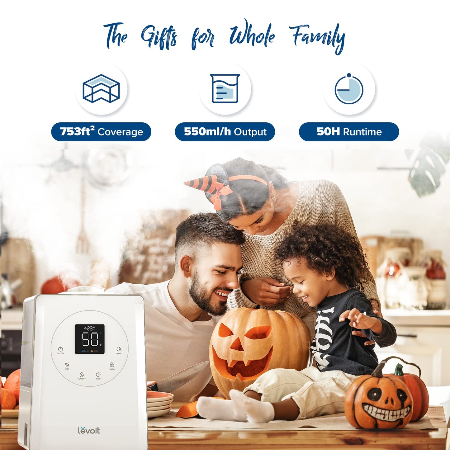 LEVOIT LV600S Smart Warm and Cool Mist Humidifiers for Home Bedroom Large Room, (6L) 753ft² Coverage, Quickly & Evenly Humidify Whole House, Easy Top Fill, App & Voice Control - Quiet Sleep Mode