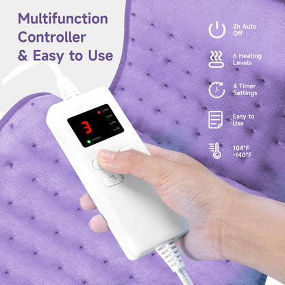 Heating Pad for Back, Large Heating Pads for Body Muscle Pain Cramps Relief, 6 Heat Settings Machine Washable Electric Heating Pad, Birthday Christmas Gifts for Women Mom