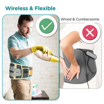 Comfytemp Cordless Heating Pad with Massager for Back Pain Relief, Portable Lower Back Massager FSA Eligible HSA Rechargeable, Birthday Gifts for Women Men Mom Dad Seniors Christmas 3 Heat 30 Auto-Off