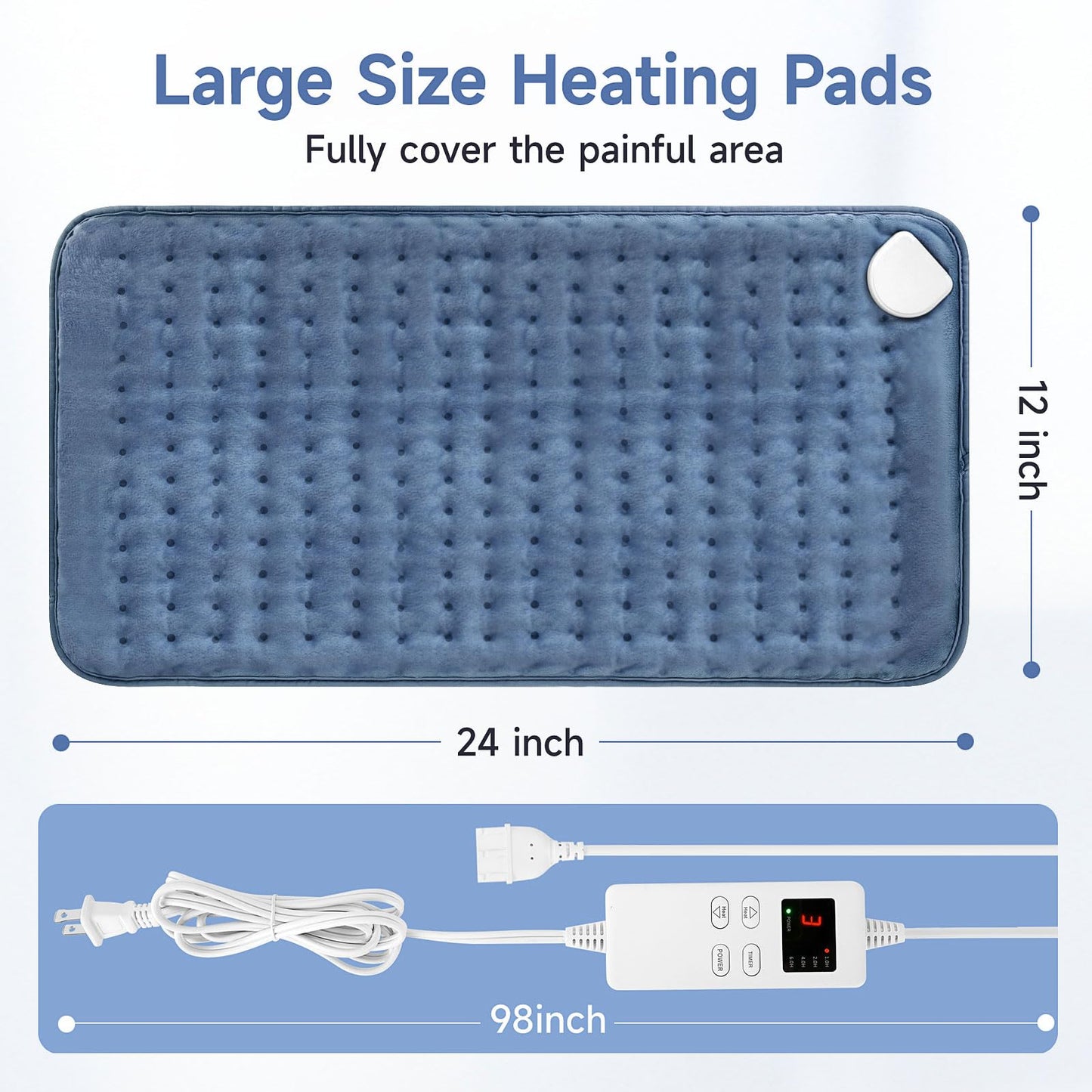 Heating Pad for Back, Large Heating Pads for Body Muscle Pain Cramps Relief, 6 Heat Settings Machine Washable Electric Heating Pad, Birthday Christmas Gifts for Women Mom