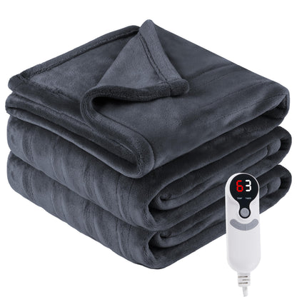 Electric Heated Blanket Full Size 72"x84", Cozy Large Oversized, 5 Heating Levels & 10 Hours Auto Off, Cozy for Bed, Sofa, & Office, Machine Washable, Purple