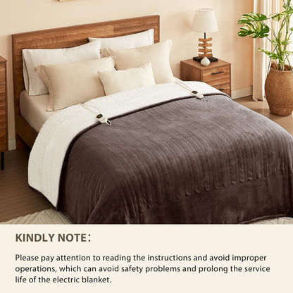 Homemate Electric Heated Blanket Twin - 62"x84" Heating Bed Blankets Throw with 10 Heating Levels 8 Hours Auto Off Fast Heating Over-Heated Protection Ultra Soft Warm Flannel ETL Certified Grey
