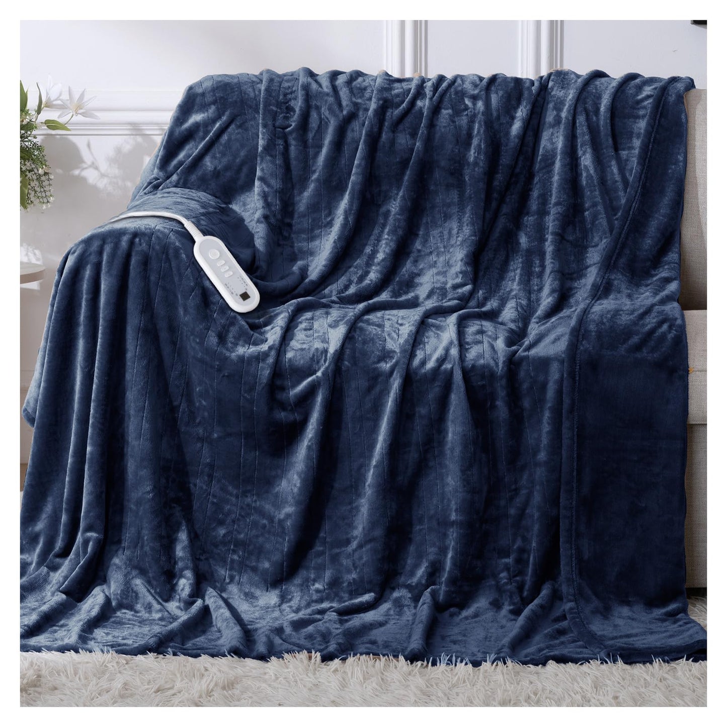 Heated Blanket Twin, Electric Blanket Soft Sherpa Flannel, 10 Hours Auto Shut-off & 8 Fast Heating Levels, Machine Washable ETL Certified, Heating Blanket for Bed & Sofa (62x84 inches, Gray)