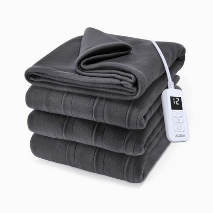 Sunbeam Royal Ultra Fleece Heated Electric Blanket King Size, 90" x 100", 12 Heat Settings, 12-Hour Auto Shut-Off, Machine Washable, Pebble Beige