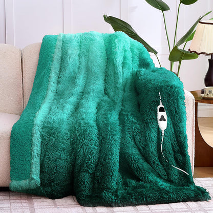 Heated Electric Blanket Throw,Warm Winter Birthday Gifts for Women Her Grandma-Faux Fur with Soft Sherpa,10 Heat Settings,5 Time Settings with Fast Heating, 50x60, Rainbow